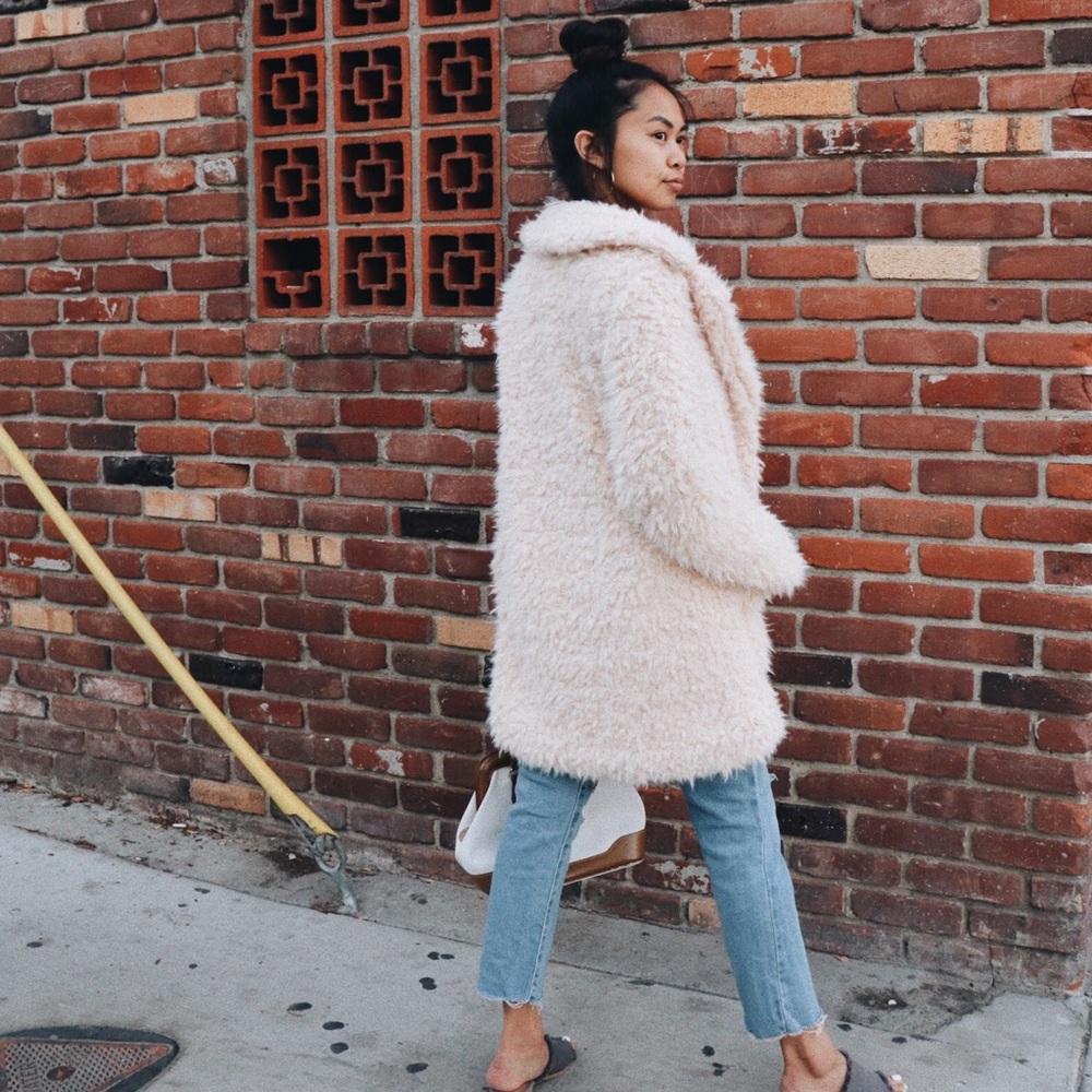 Fur Out Shaggy Faux Fur Coat - Blush - Picture 4 of 5